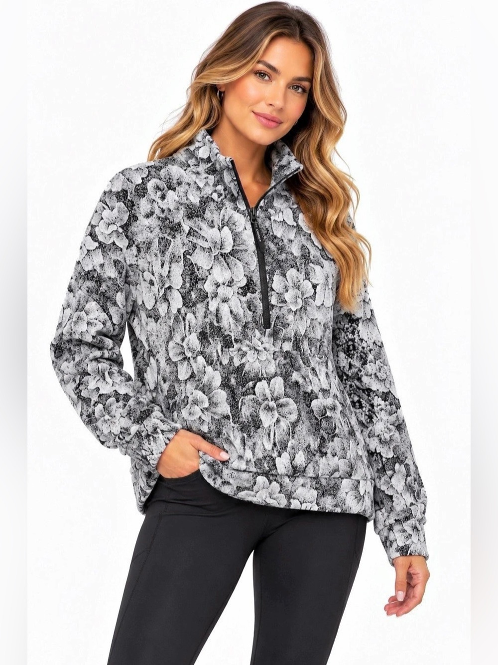 Kyodan Alpine Bloom Fleece Pullover Women's Floral Jacket XL